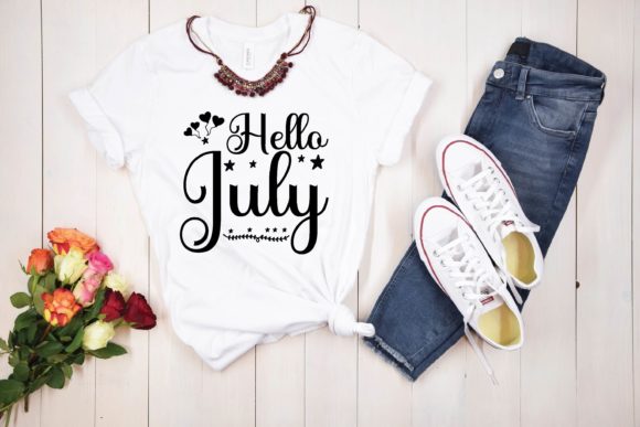 Hello July Svg Graphics for T-Shirt Designs